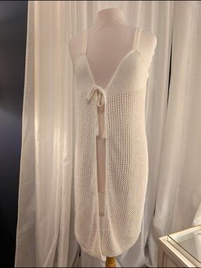 “FCT WITH LOVE” Cream Knit Swimsuit Cover Up - Large